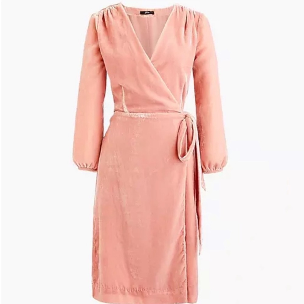 J Crew Light Pink Velvet Wrap Dress NWT